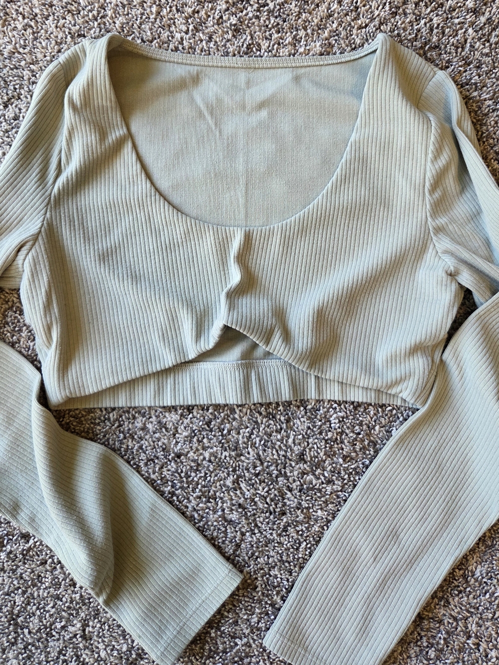 ALO Yoga Ribbed  Long Sleeve Crop Top - Sage